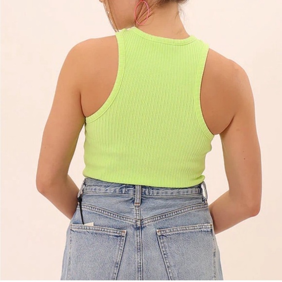 Agolde Bea Ribbed Tank Top Fuji Neon Green - Picture 2 of 15